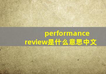 performance review是什么意思中文